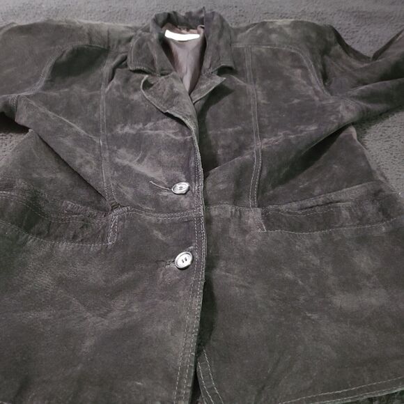 Diversity Womens Genuine Leather Black Size M Leather Long Sleeve Two Button - Picture 12 of 12